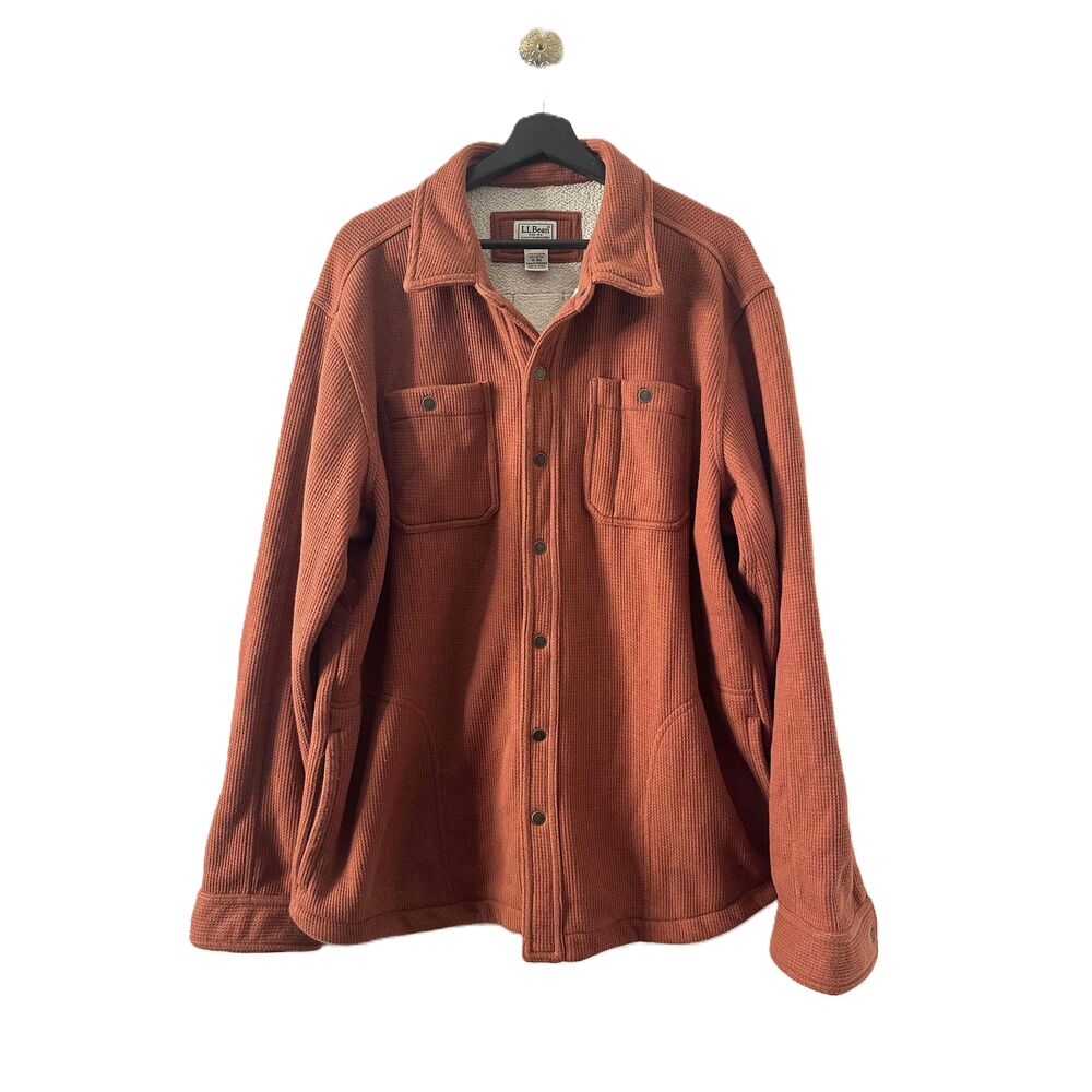 LLBean Thermal Jacket Mens Size XL Sly Fox Lined Shirt Shacket Button Pockets